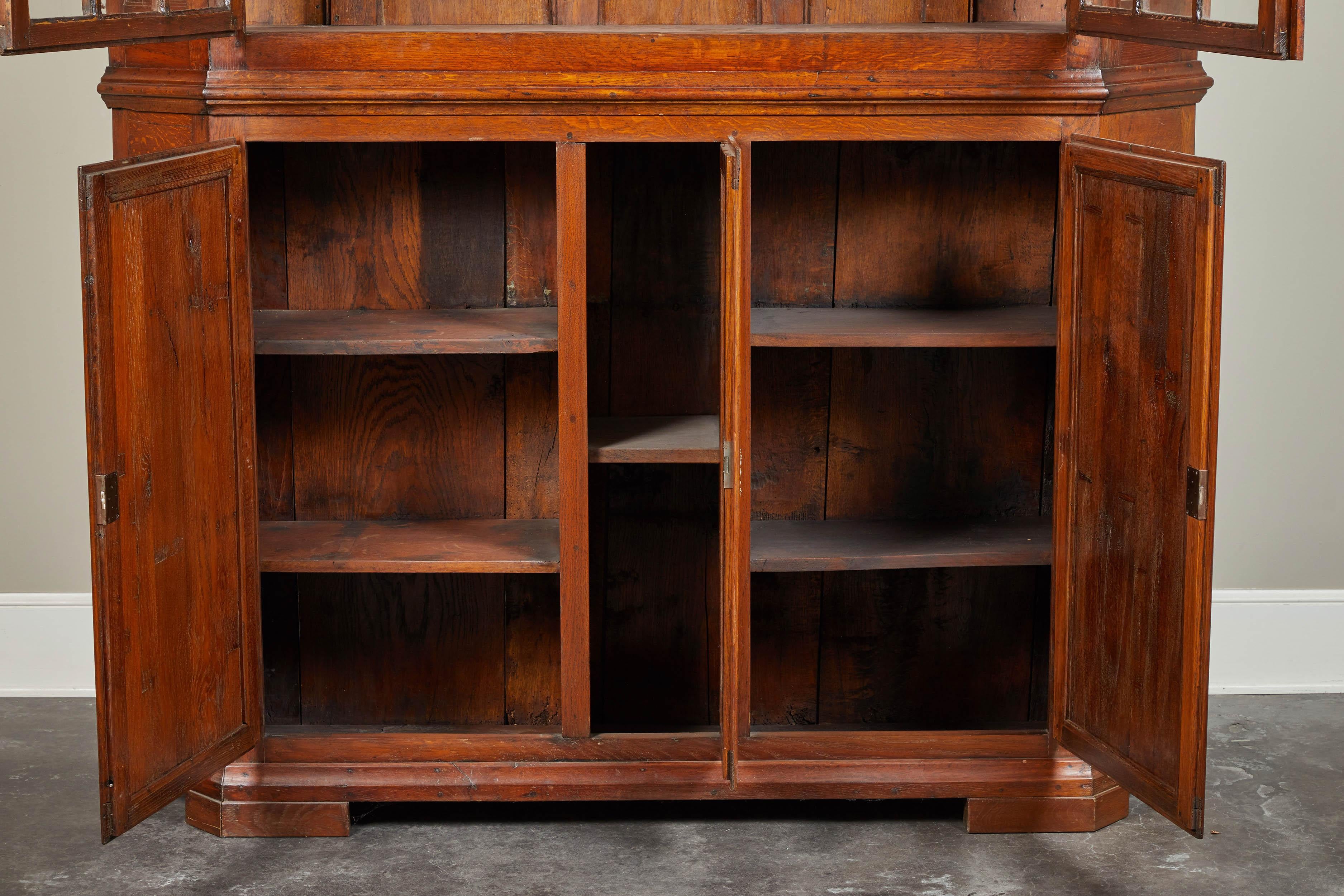 18th Century and Earlier Late 17th Century Danish Baroque Oak Display Cabinet