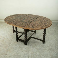 Late 17th Century Dutch Hand Painted Gateleg Table or Drop Leaf Table