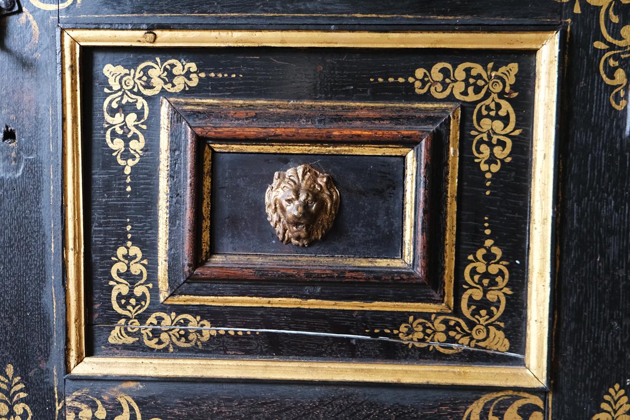 Metal Late-17th Century, Dutch Oak Cabinet on Stand For Sale