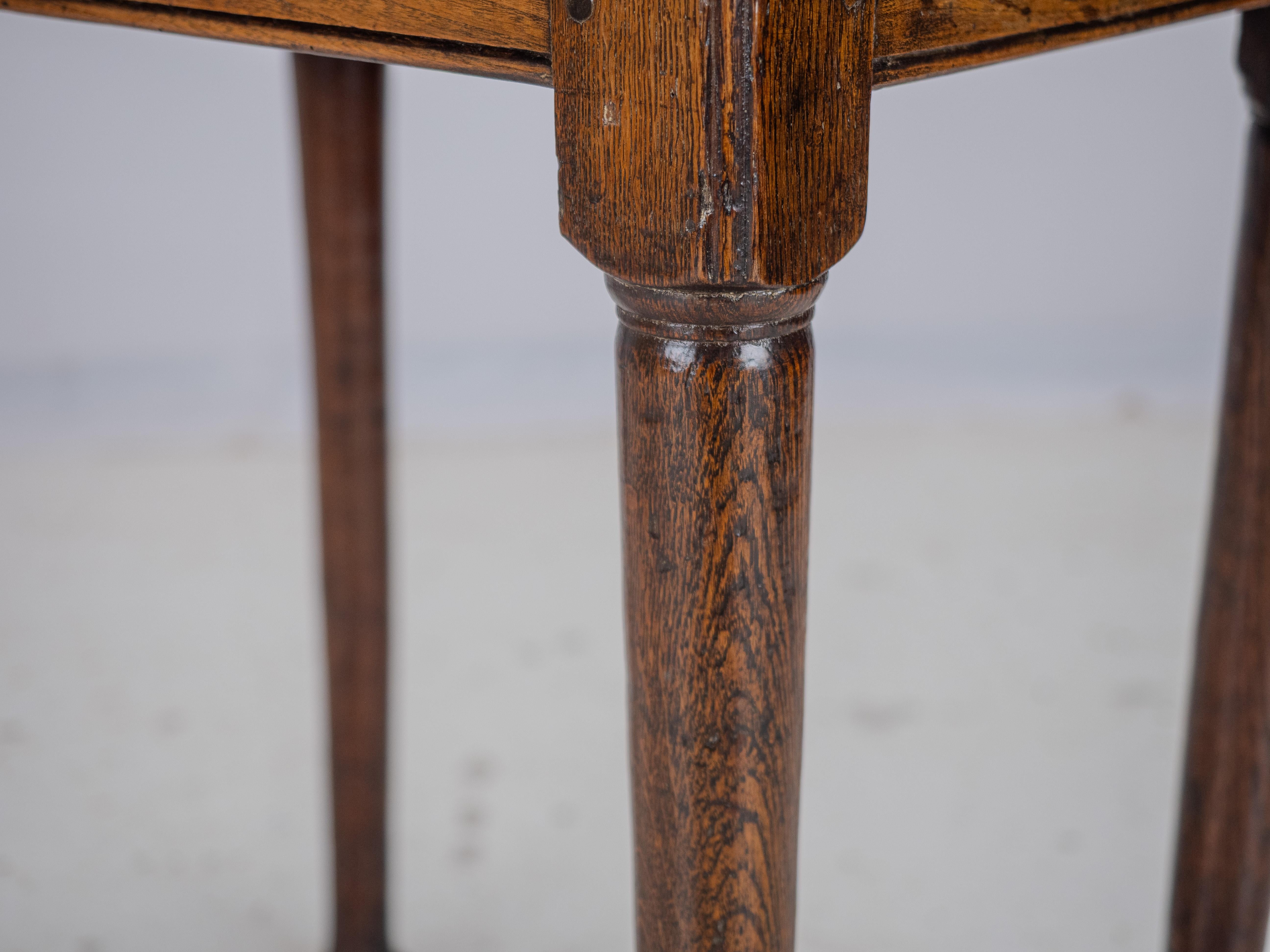 Late 17th Century Elm and Oak Pad Foot Small Country Side Table with Drawer For Sale 9