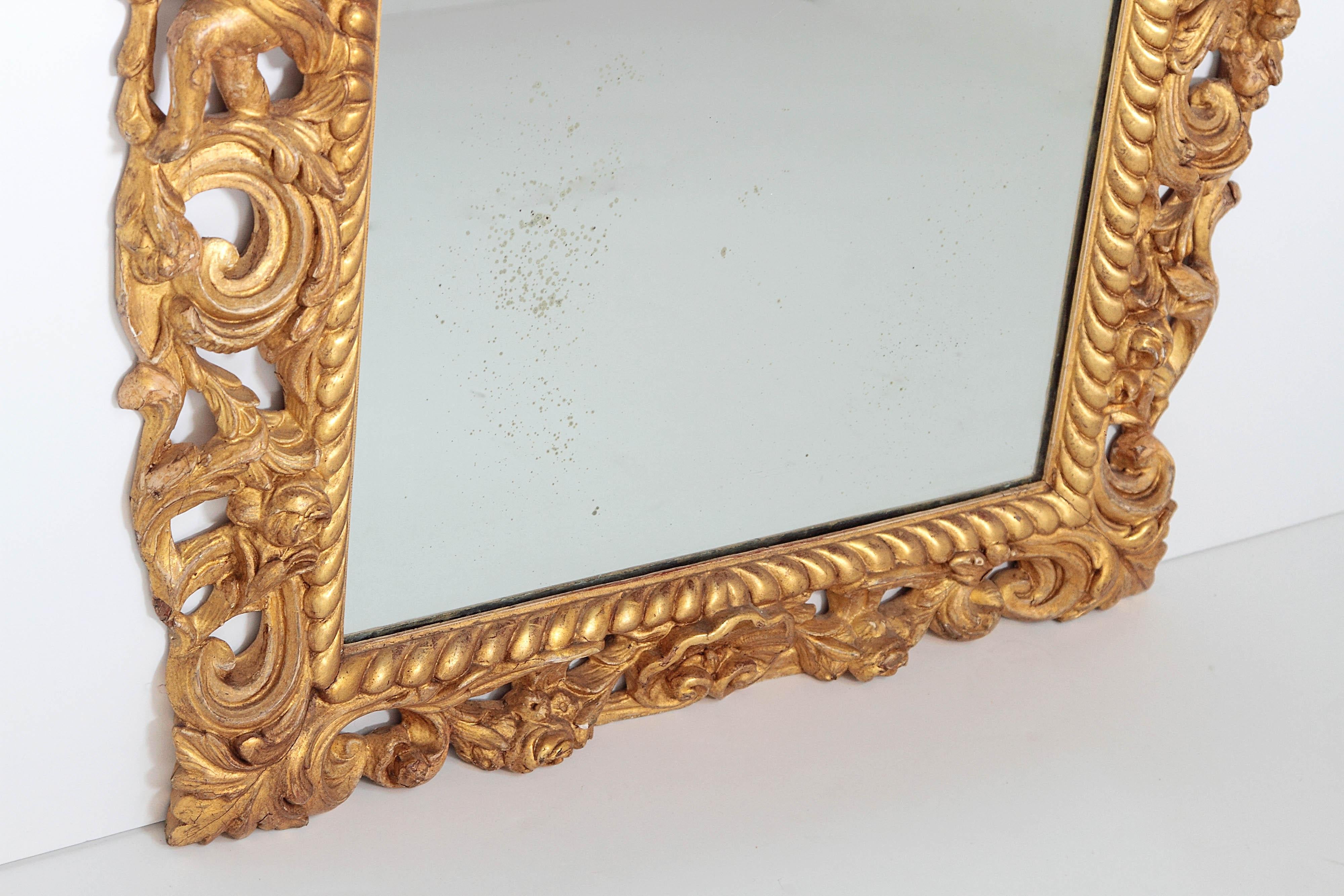 Late 17th Century English Charles II Giltwood Frame with Mirror 6