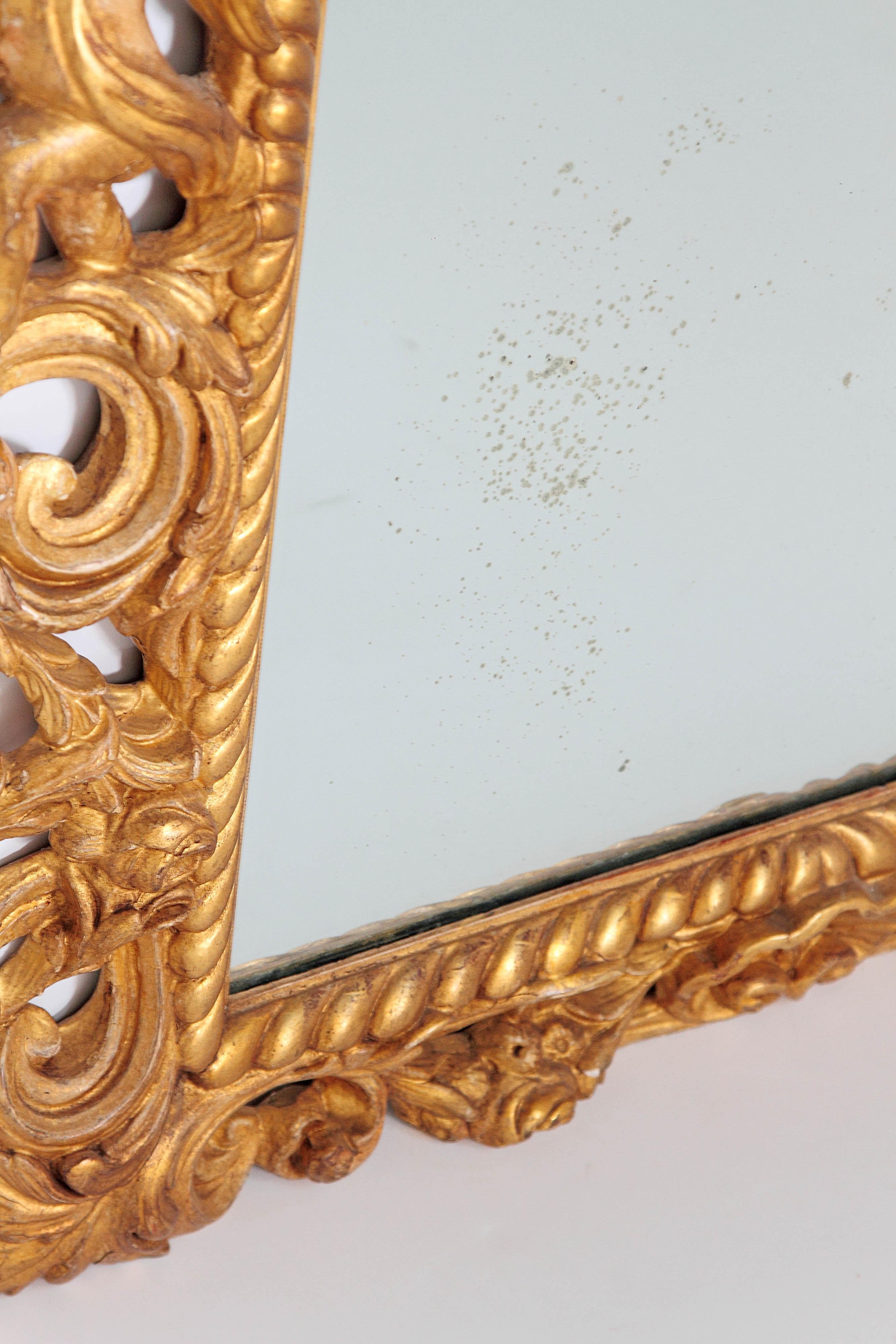 Late 17th Century English Charles II Giltwood Frame with Mirror 7