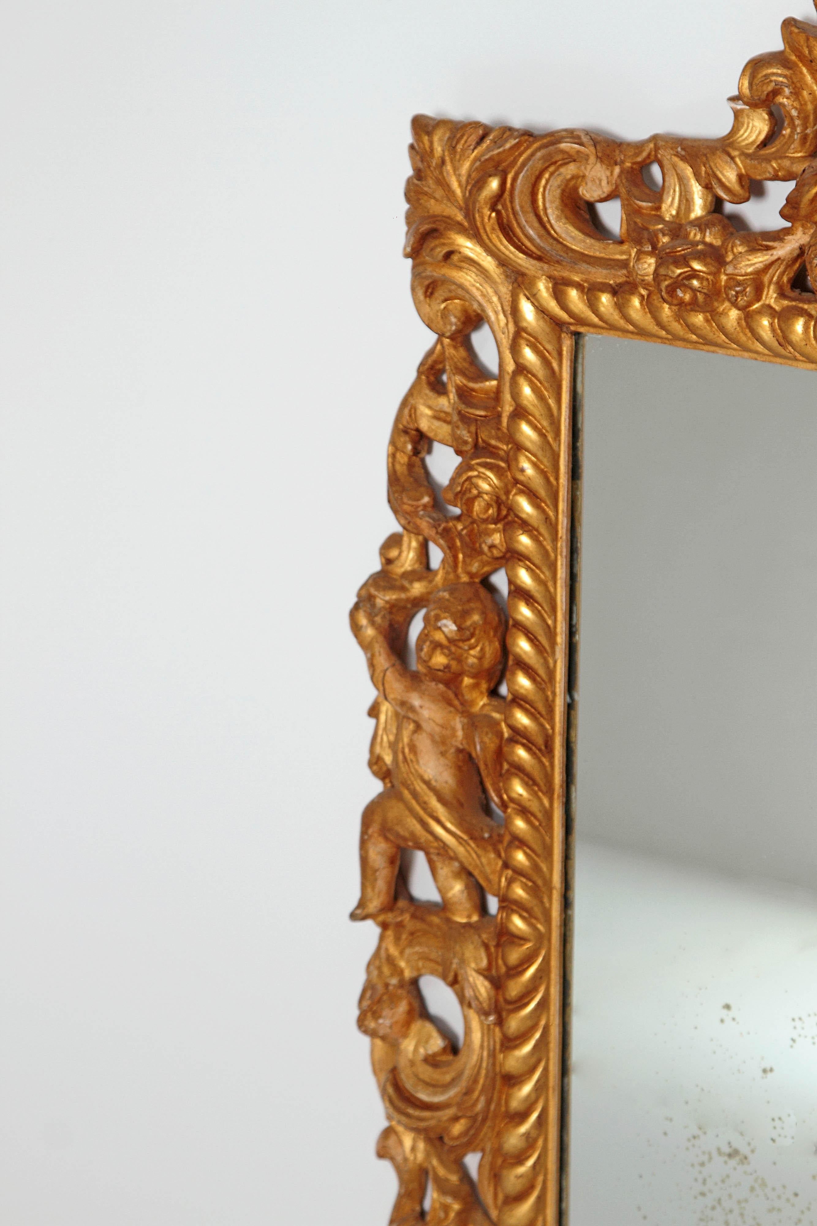 Late 17th Century English Charles II Giltwood Frame with Mirror 1