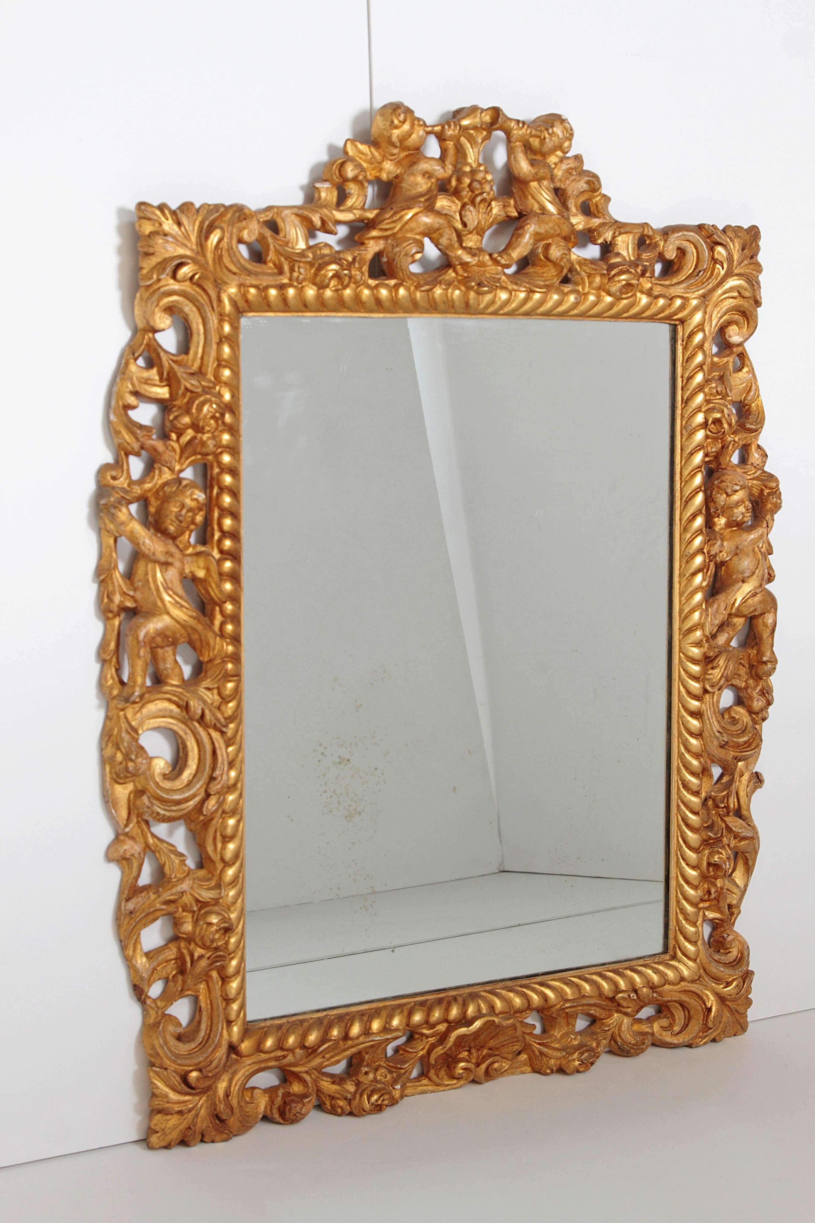 Late 17th Century English Charles II Giltwood Frame with Mirror 4