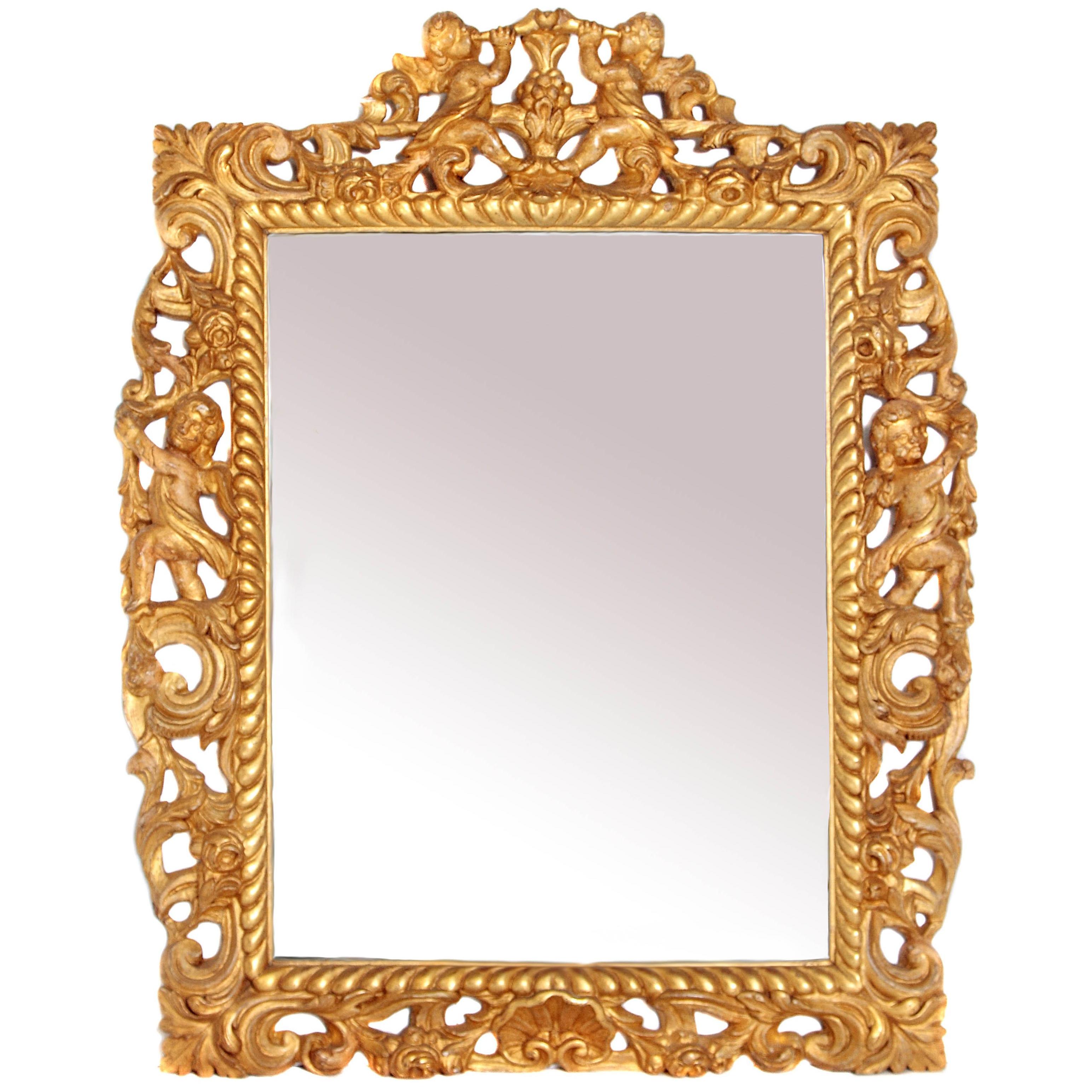 Late 17th Century English Charles II Giltwood Frame with Mirror