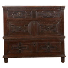 Late 17th Century English Low Chest on Chest in Oak