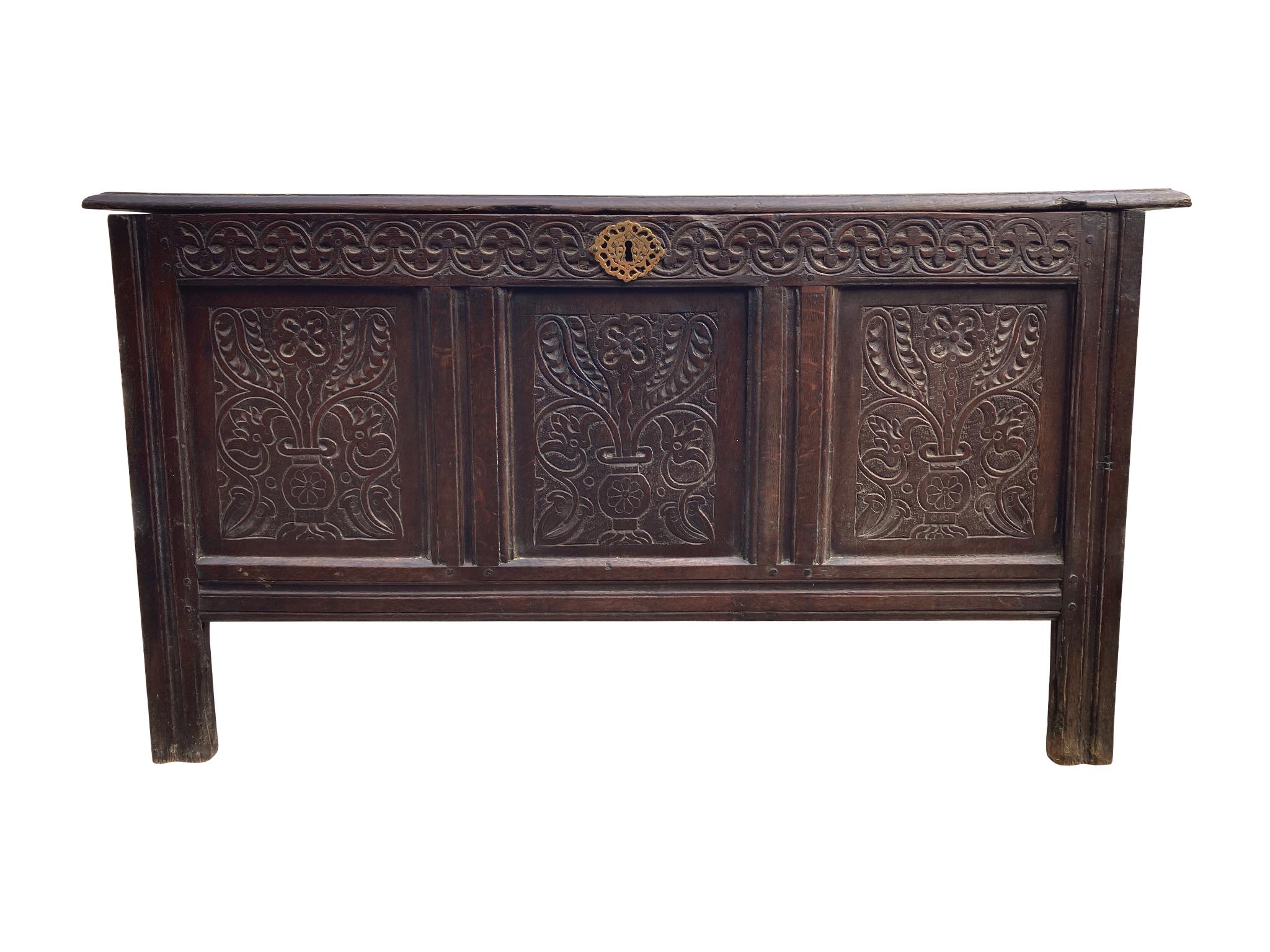 Hand-Crafted Late 17th Century English Oak Blanket Chest