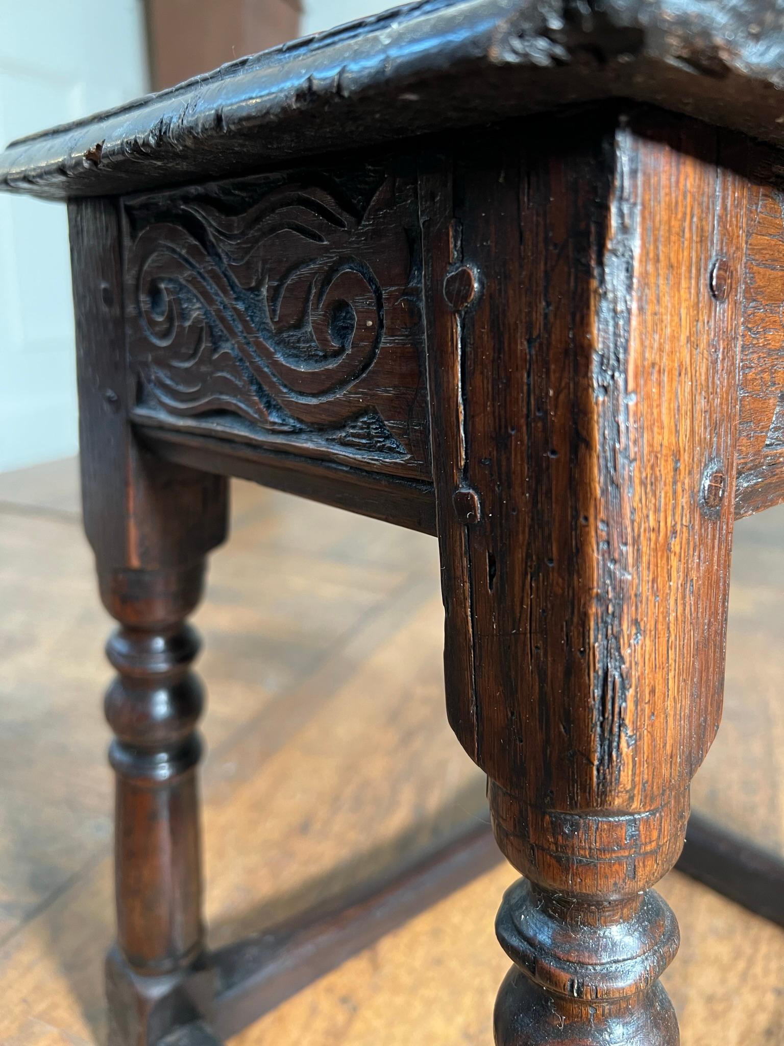 Late 17th Century English oak joint stool For Sale 5