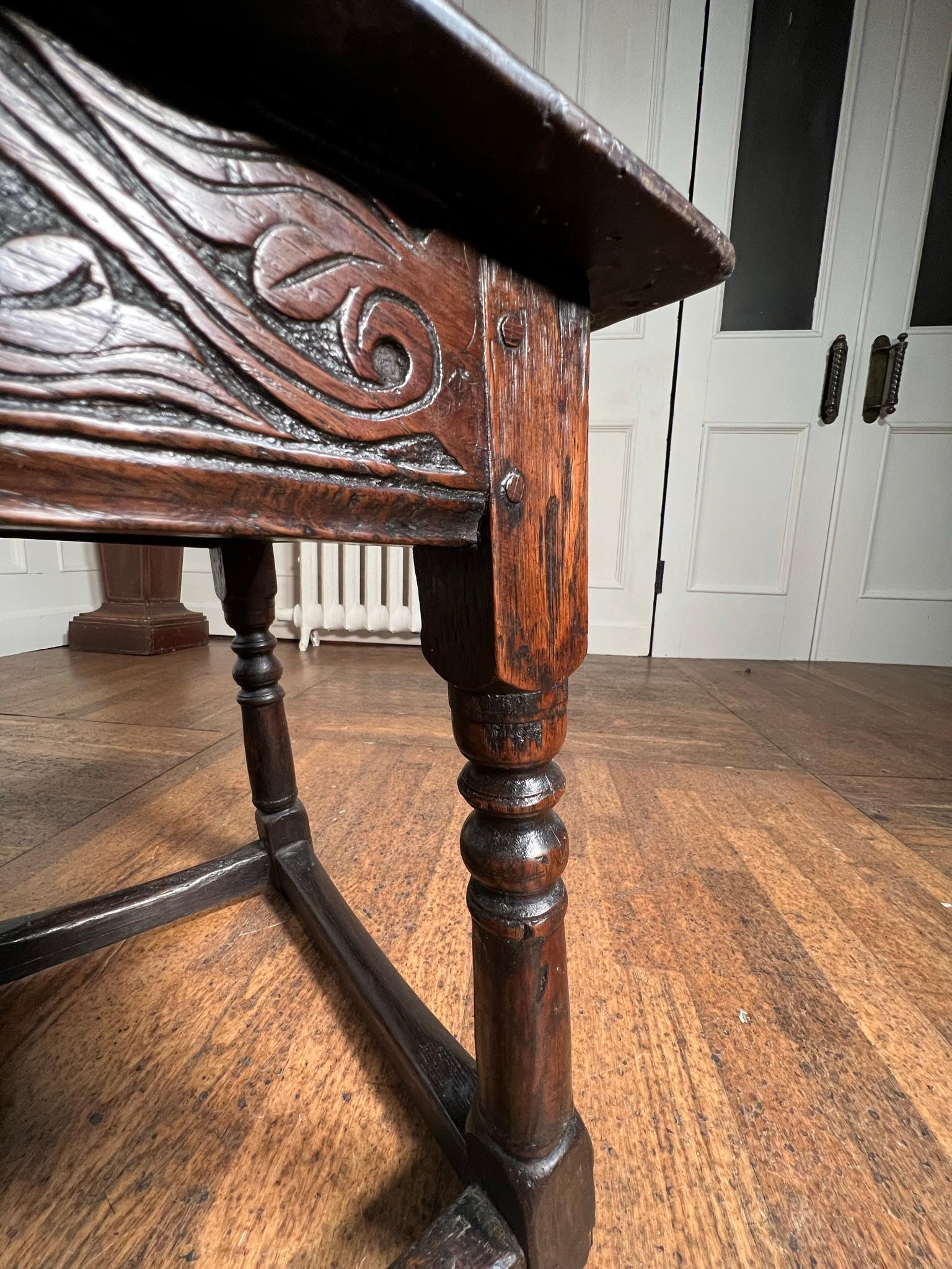 Late 17th Century English oak joint stool In Fair Condition For Sale In Warrington, GB