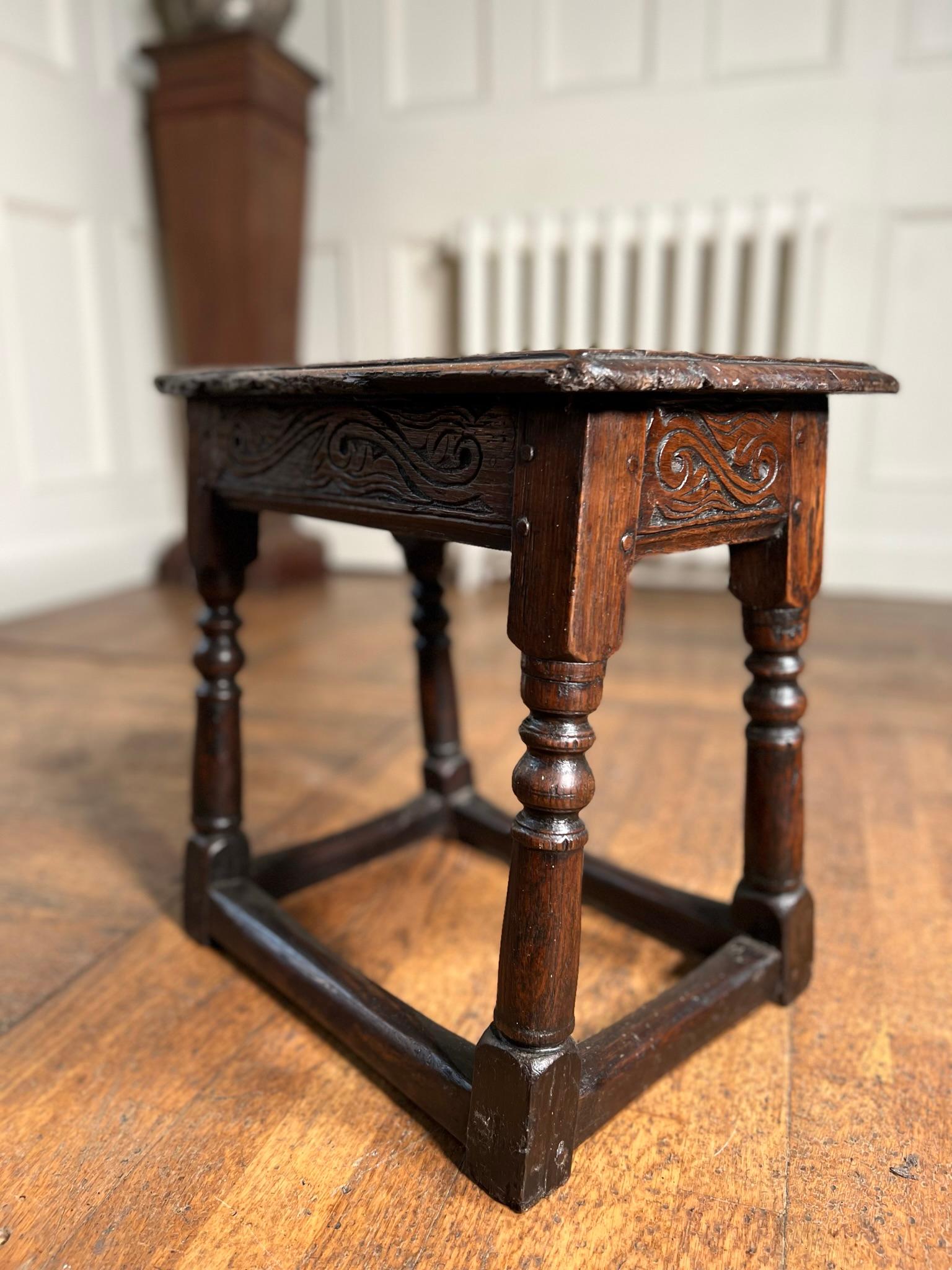Late 17th Century English oak joint stool For Sale 4