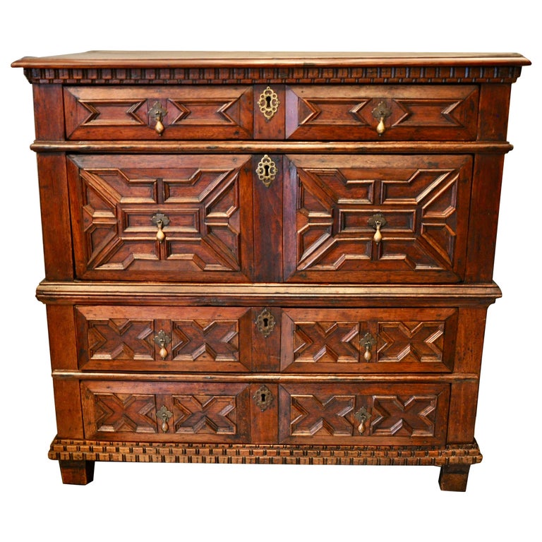 Late 17th Century English Walnut Geometric Chest of Drawers at 1stDibs ...