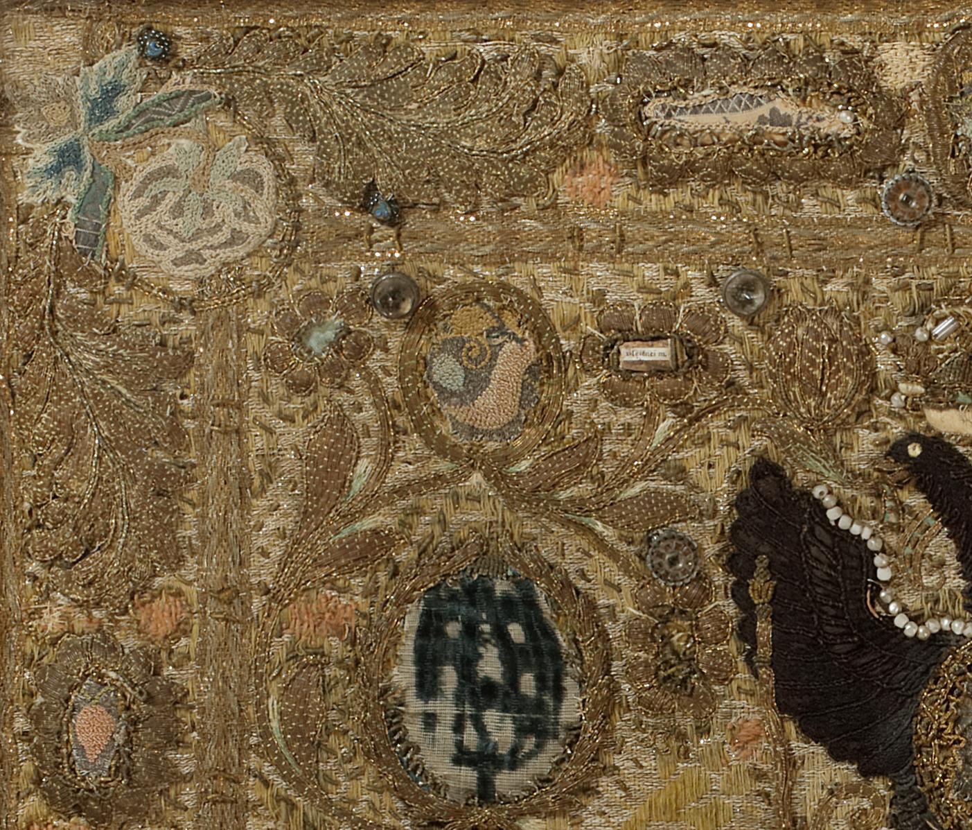 Embroidered Late 17th Century European Raised Work and Metallic Thread Heraldic Embroidery