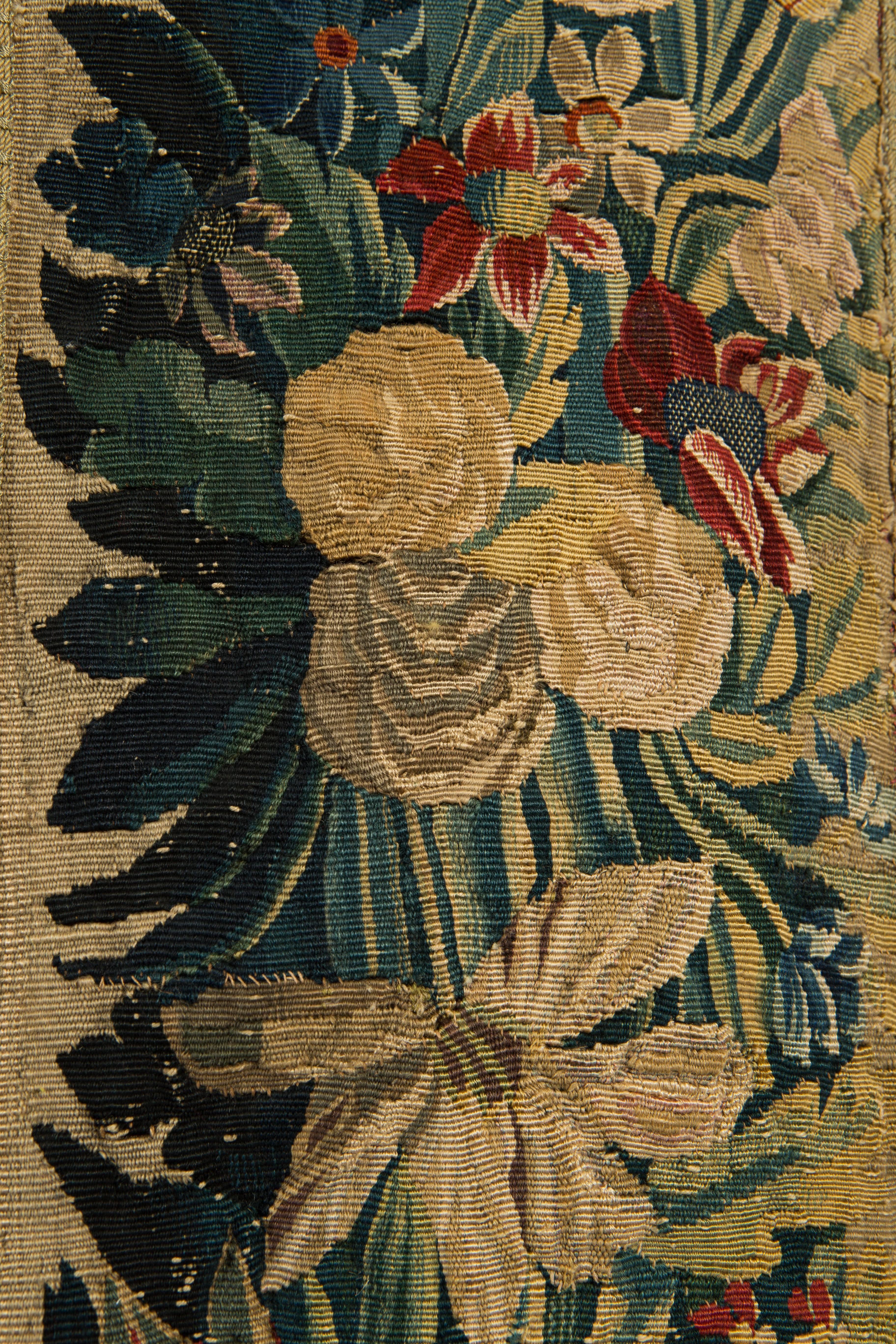 Belgian Late 17th Century Flemish Floral Tapestry in Blues and Red