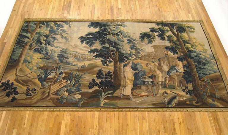A Flemish (possibly Antwerp) mythological tapestry from the “Story of Achilles” series, woven in the second half of the 17th century, envisioning a scene in which Achilles’ mother, Thetis, comes to Hephaestus, the Greek god of smiths and metal-work,