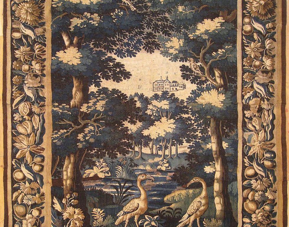 European Late 17th Century Flemish Verdure Landscape Tapestry