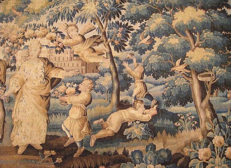 Hand-Woven Late 17th Century French Aubusson Allegorical Tapestry For Sale