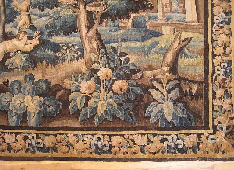 Wool Late 17th Century French Aubusson Allegorical Tapestry For Sale