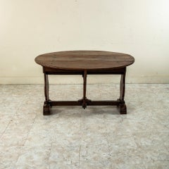 Late 17th Century French Hand Carved Oak Oval Gateleg Table or Drop Leaf Table