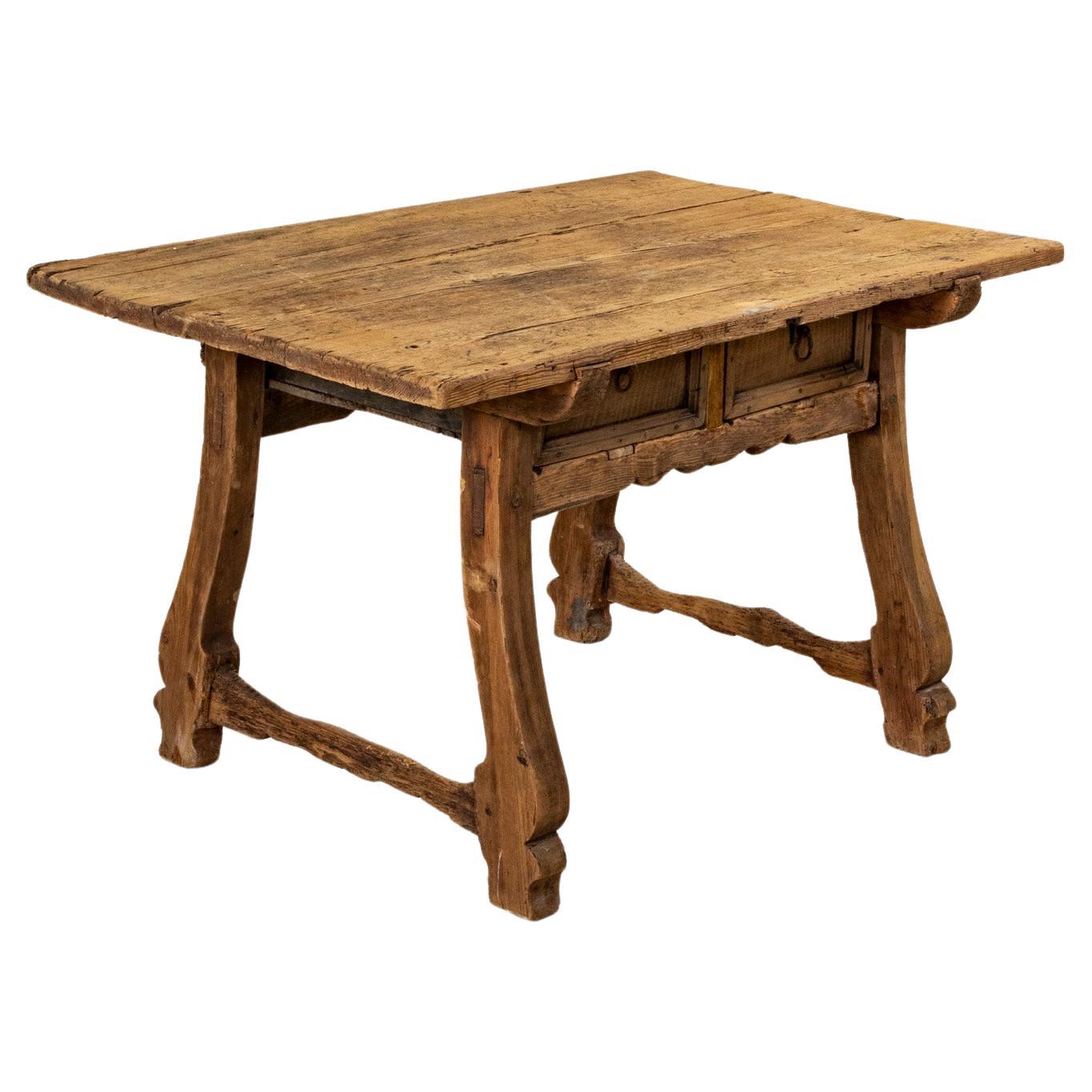 Late 17th Century French Hand-Pegged Pine Mountain Table, Writing Table For Sale