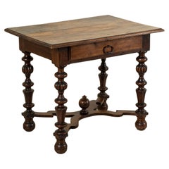 Late 17th Century French Hand Turned Walnut Side Table, End Table, Writing Table