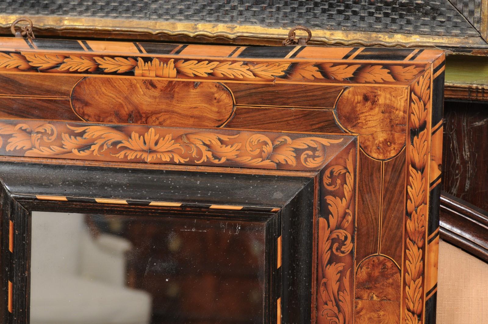 Late 17th Century French Inlaid Marquetry and Ebonized Mirror 1