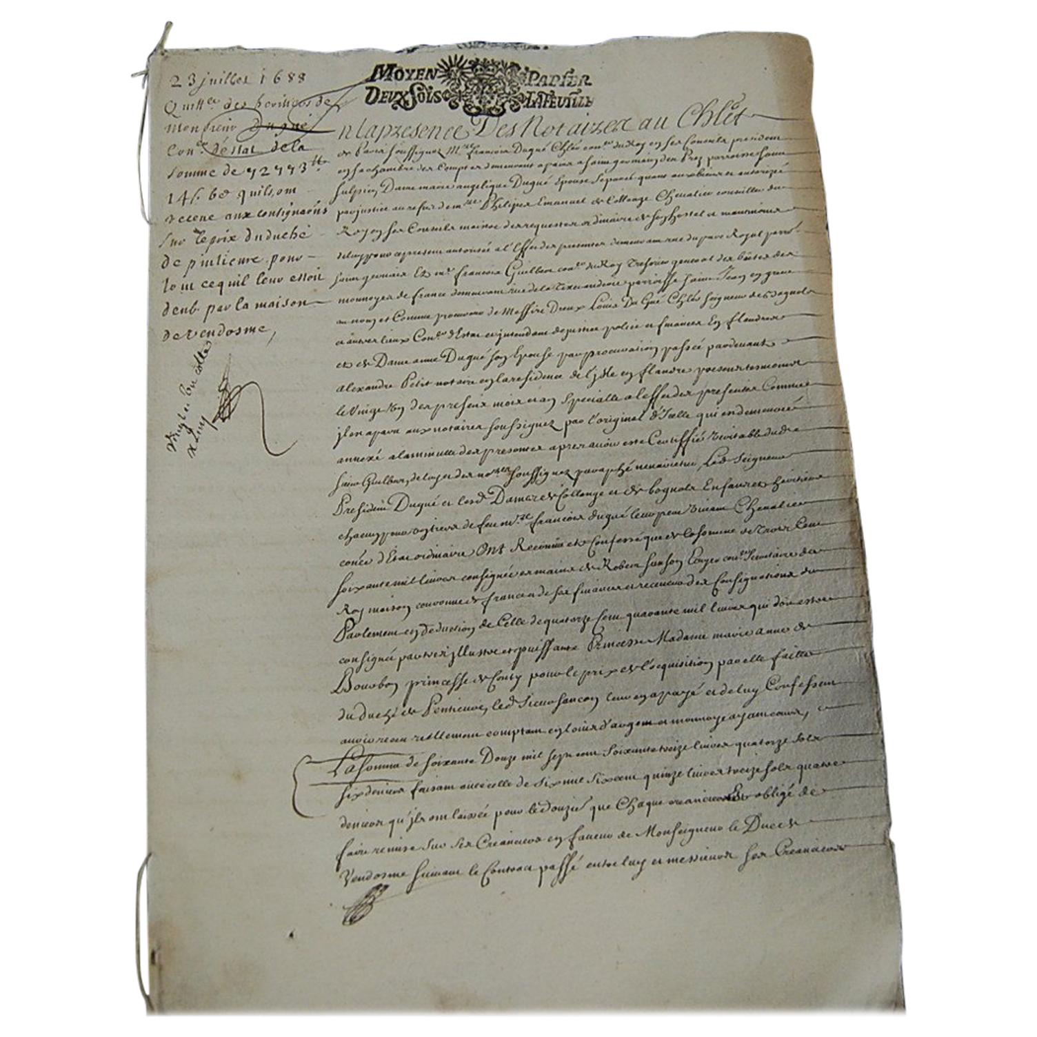 Late 17th Century French Legal Document