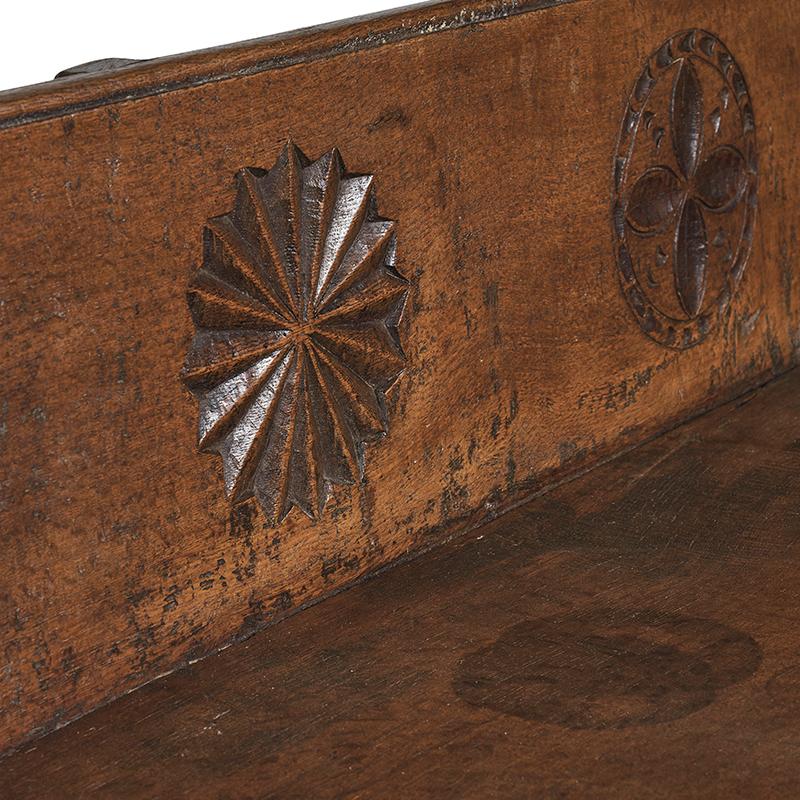 18th Century and Earlier Late 17th Century French Wood Bench with Naive Motifs