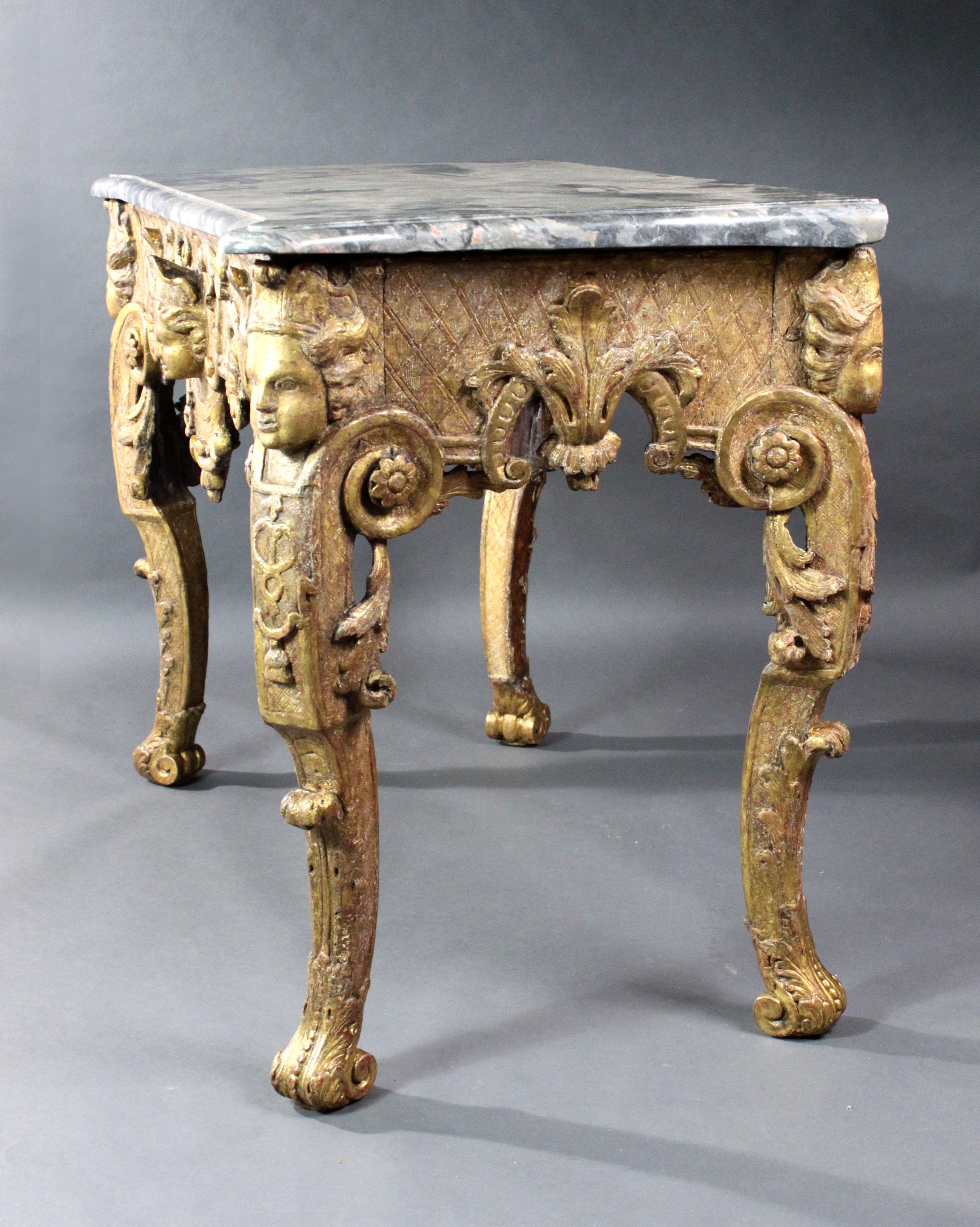 Italian Late 17th Century Giltwood Console Table For Sale
