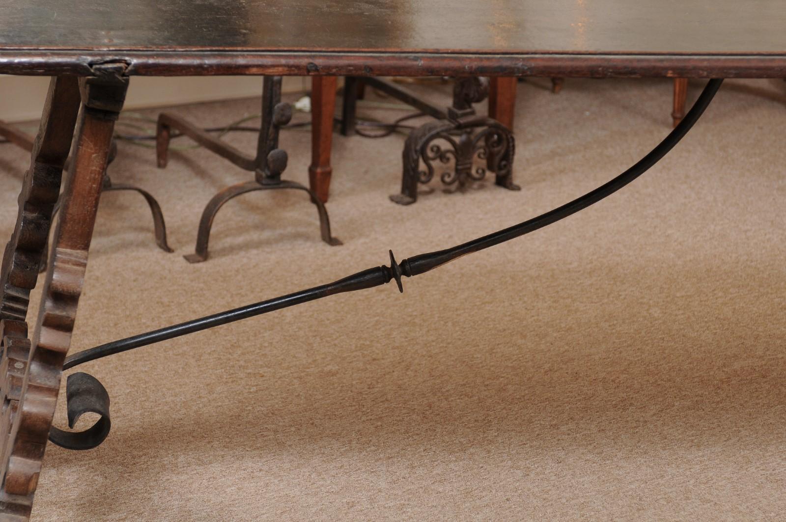 Late 17th Century Italian Chestnut Lyre Leg Hall Table 4