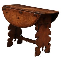 Late 17th Century Italian Fruitwood Drop Leaf Table with Drawer
