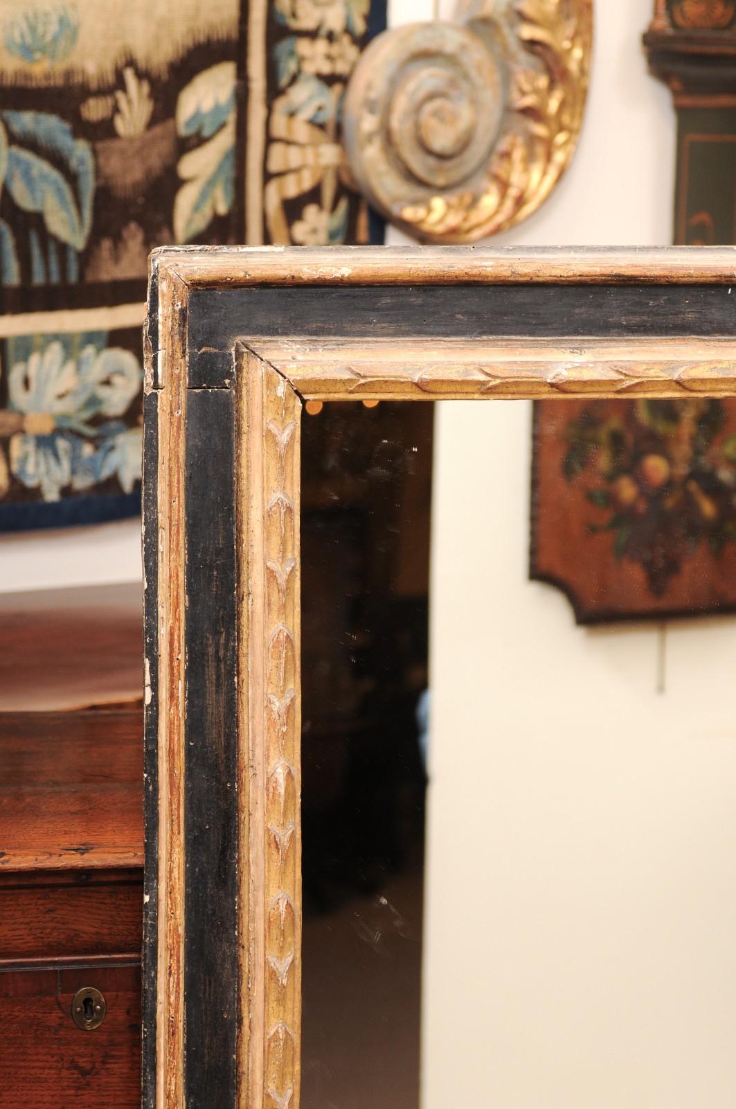 XVIIIe siècle et antérieur Miroir rectangulaire peint, doré et ébonisé, Toscane, fin du XVIIe siècle en vente