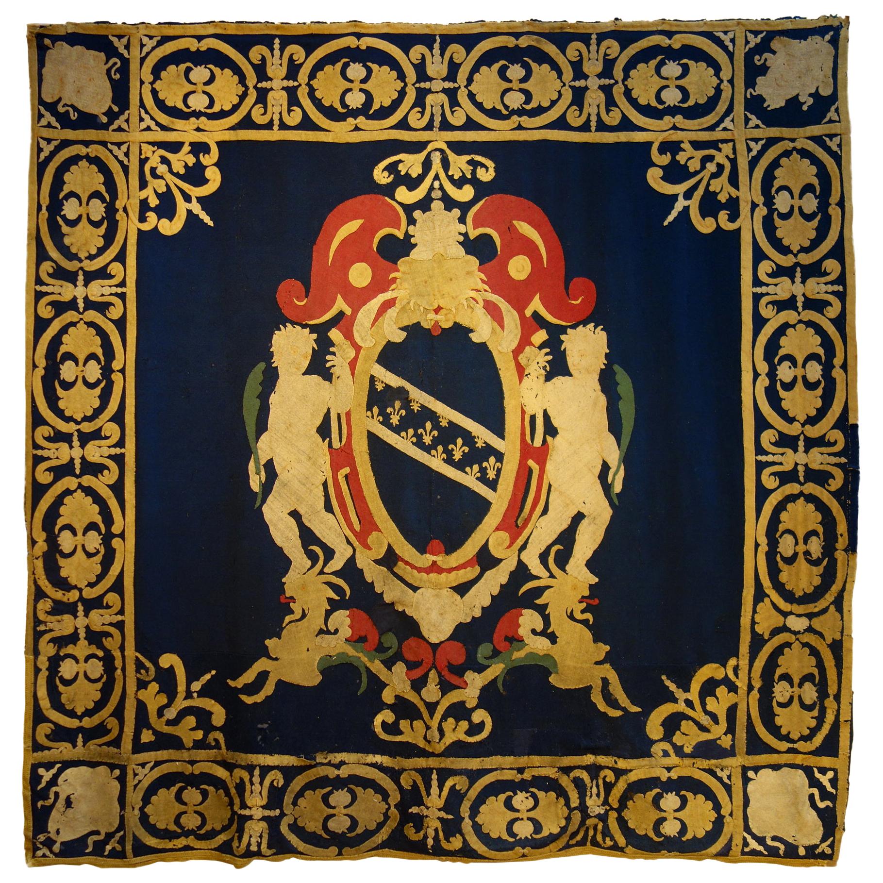 Manteau héraldique italien de la fin du XVIIe siècle - Tapisserie d'armoiries, Lucques, datant d'environ 1690