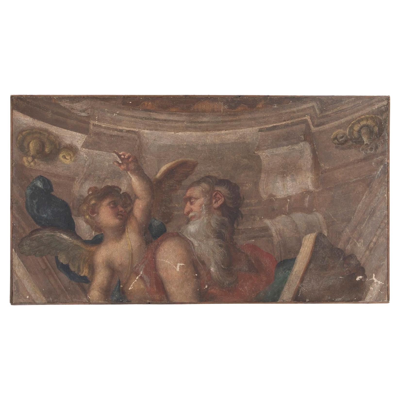 Affresco di Profeta e Amorino della fine del Seicento italiano