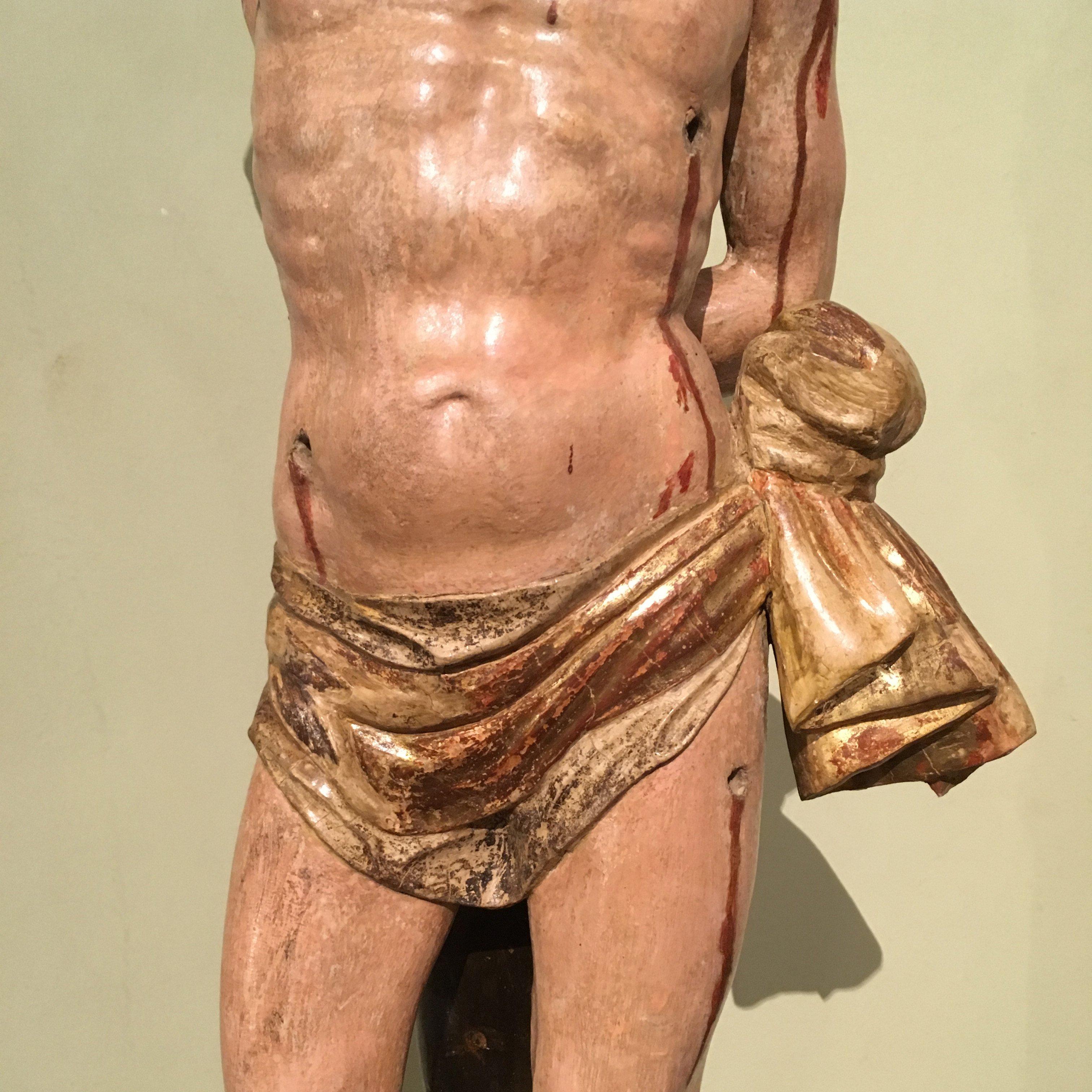Late 17th Century Italian Saint Sebastian Sculpture in Carved and Painted Wood (Holz)