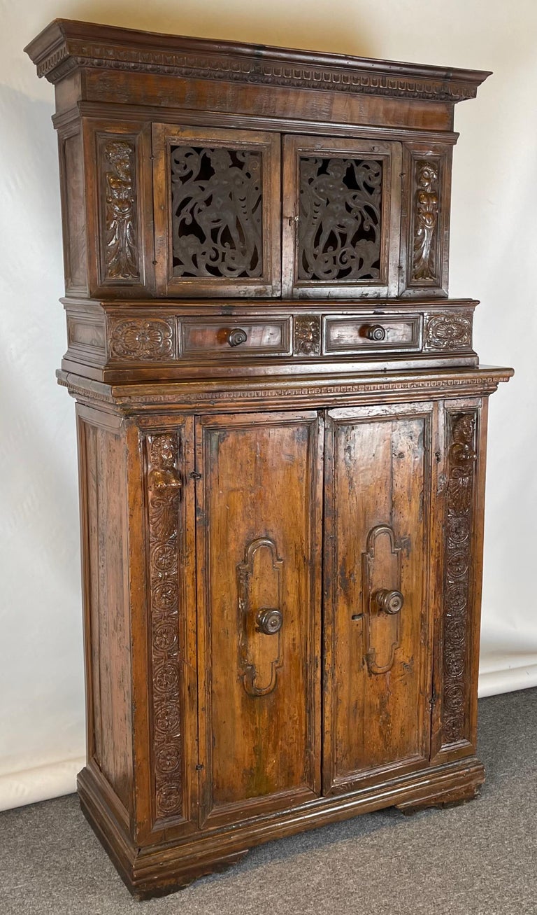 Renaissance Late 17th Century Italian Step-Back Cabinet For Sale