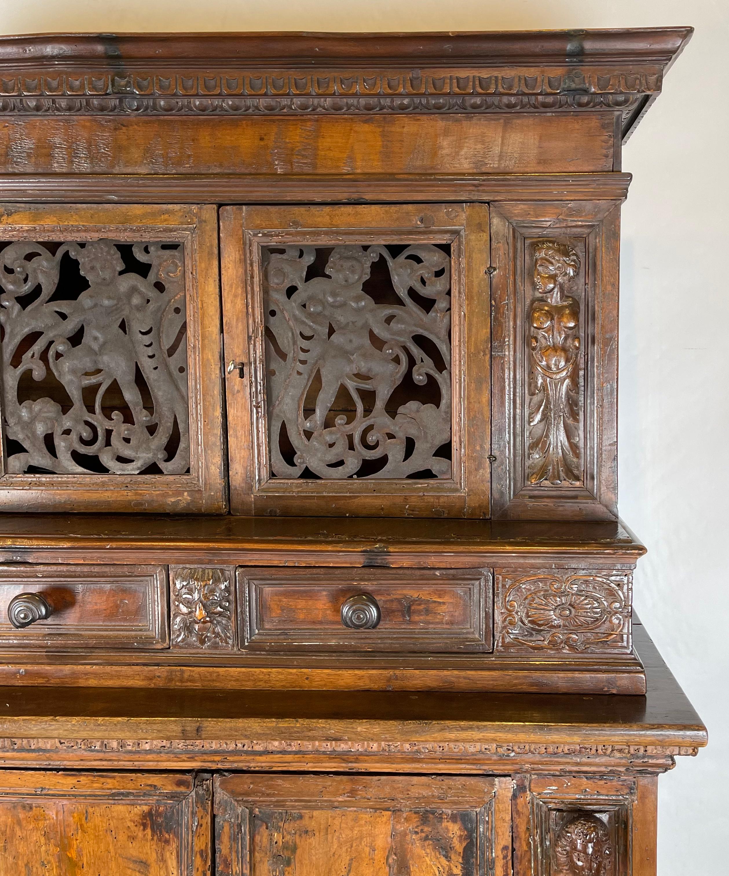 Hand-Crafted Late 17th Century Italian Step-Back Cabinet