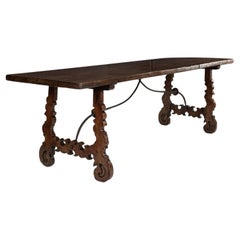 Antique Late 17th Century Italian Walnut Dining Table or Console
