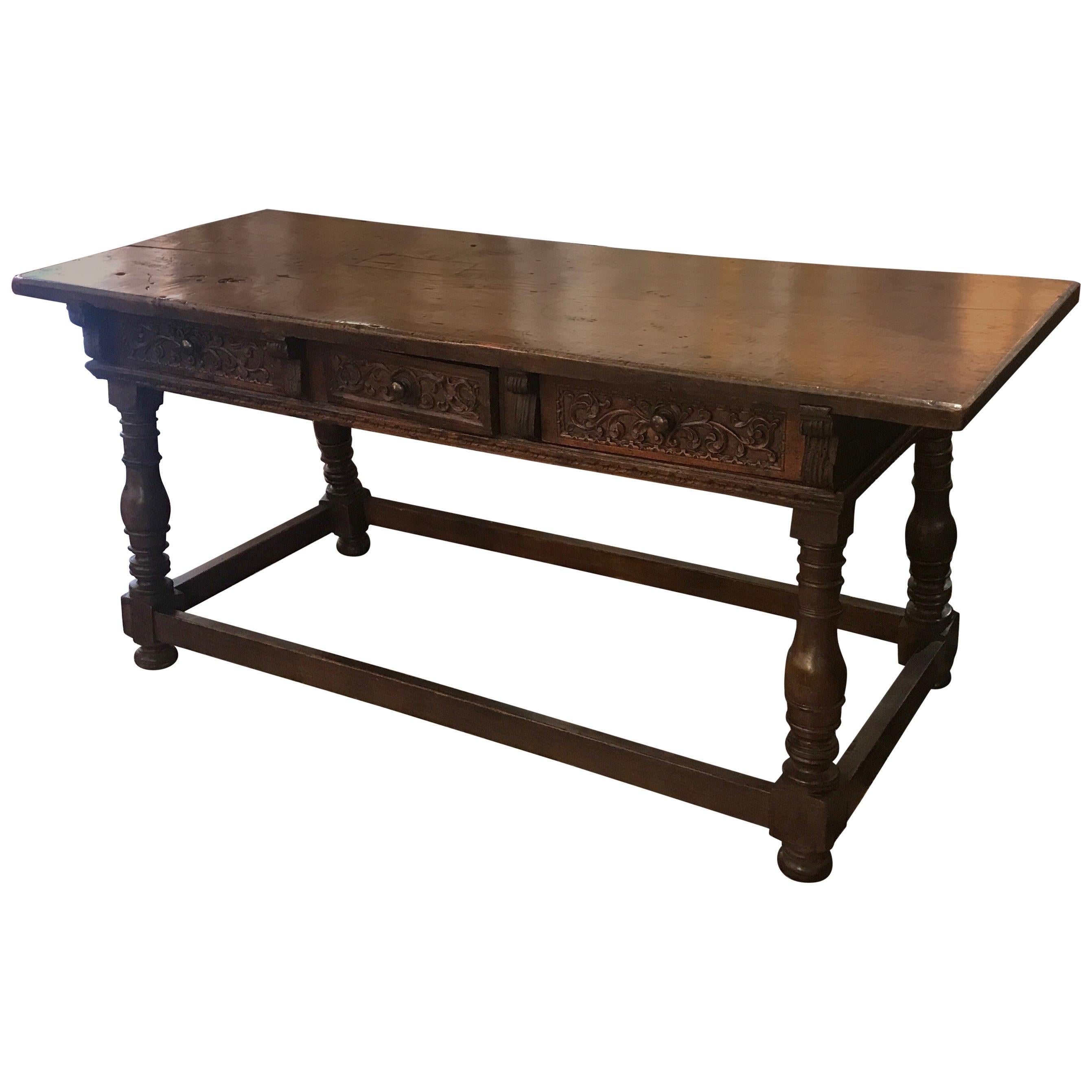 Late 17th Century Italian Walnut Wine Tasting or Pub Table