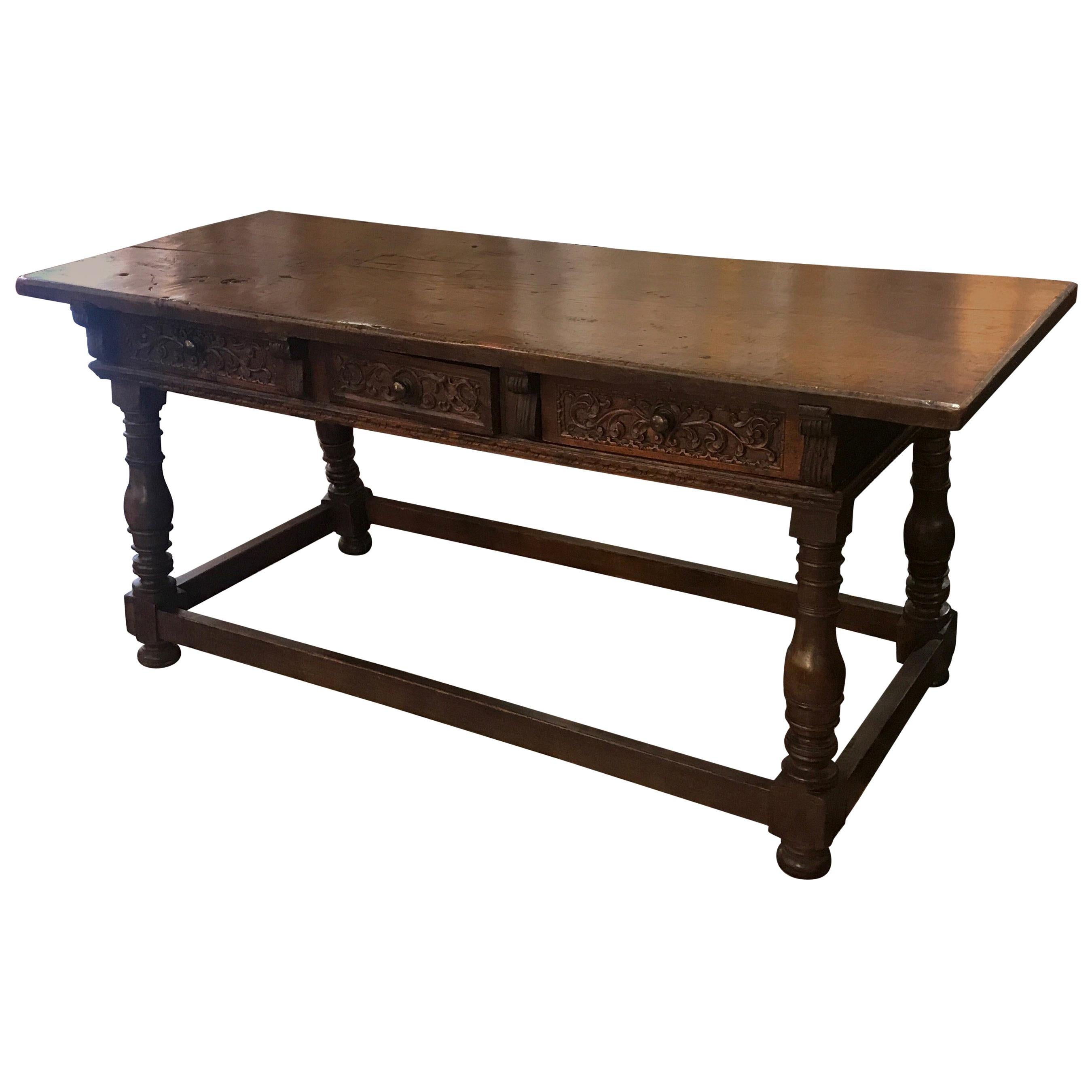 Late 17th Century Italian Walnut Wine Tasting or Pub Table