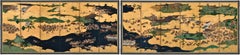 Pareja de biombos japoneses de finales del siglo XVII. Batalla de Ichi-no-tani y Yashima.