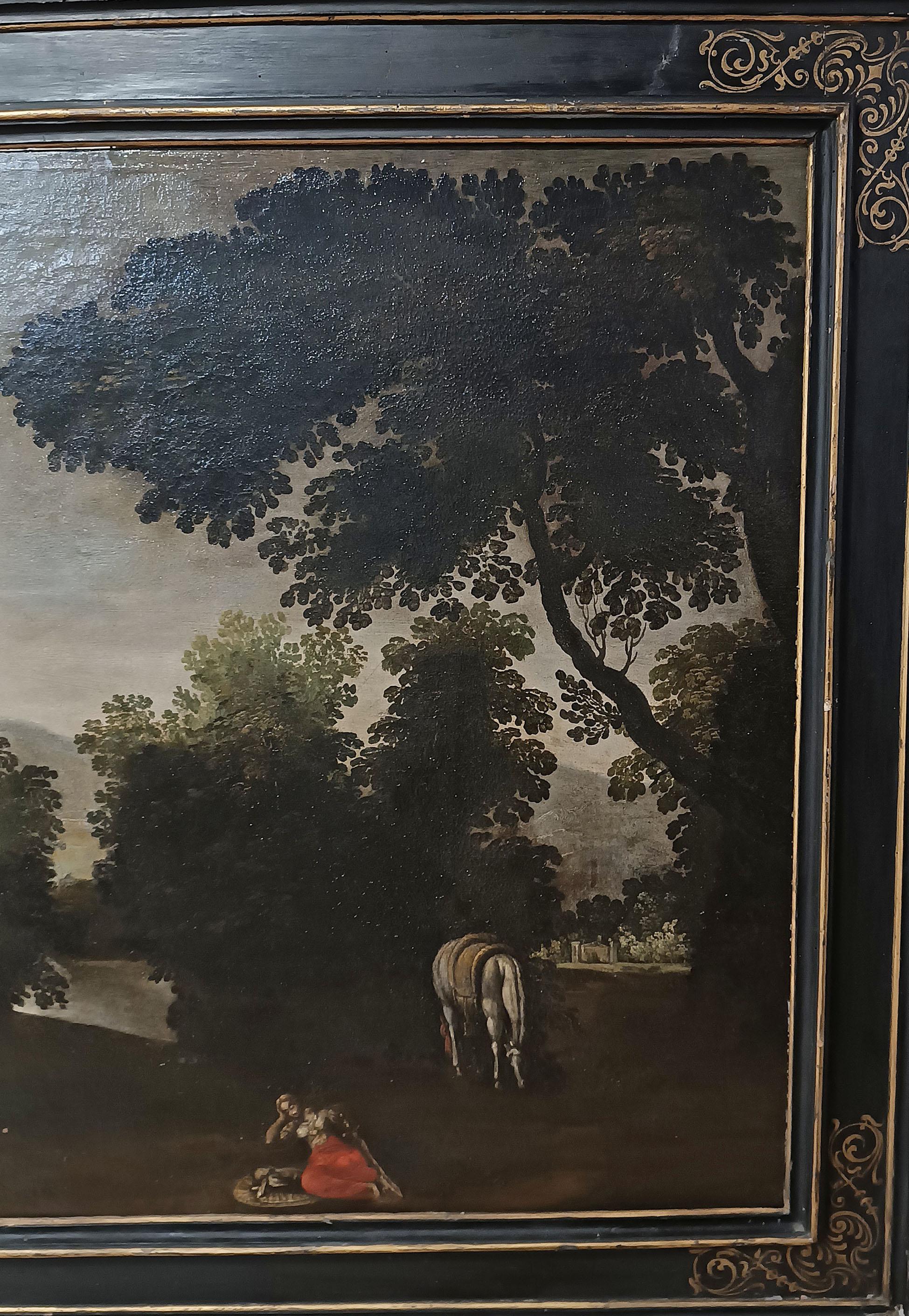 LATE 17th CENTURY LANDSCAPE AND FIGURE PAINTING (Leinwand) im Angebot