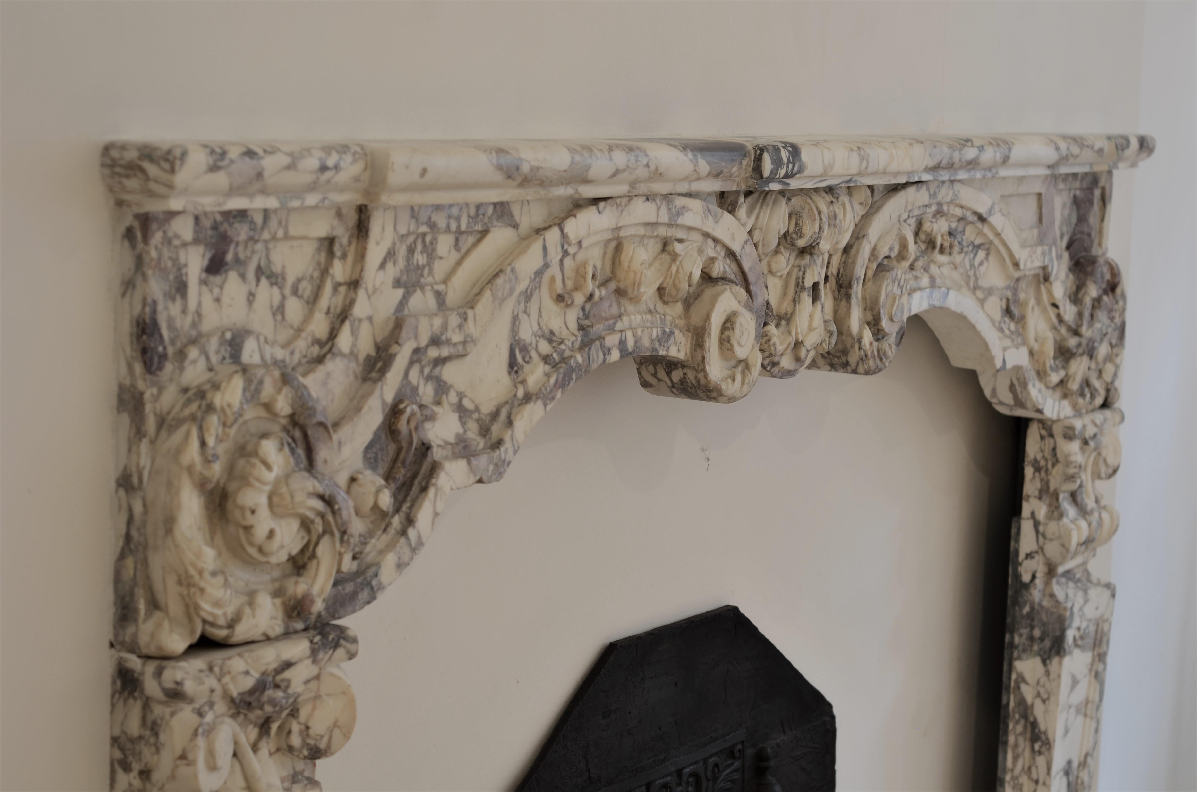 Antique Fireplace Mantel in Breche Violet Marble 13