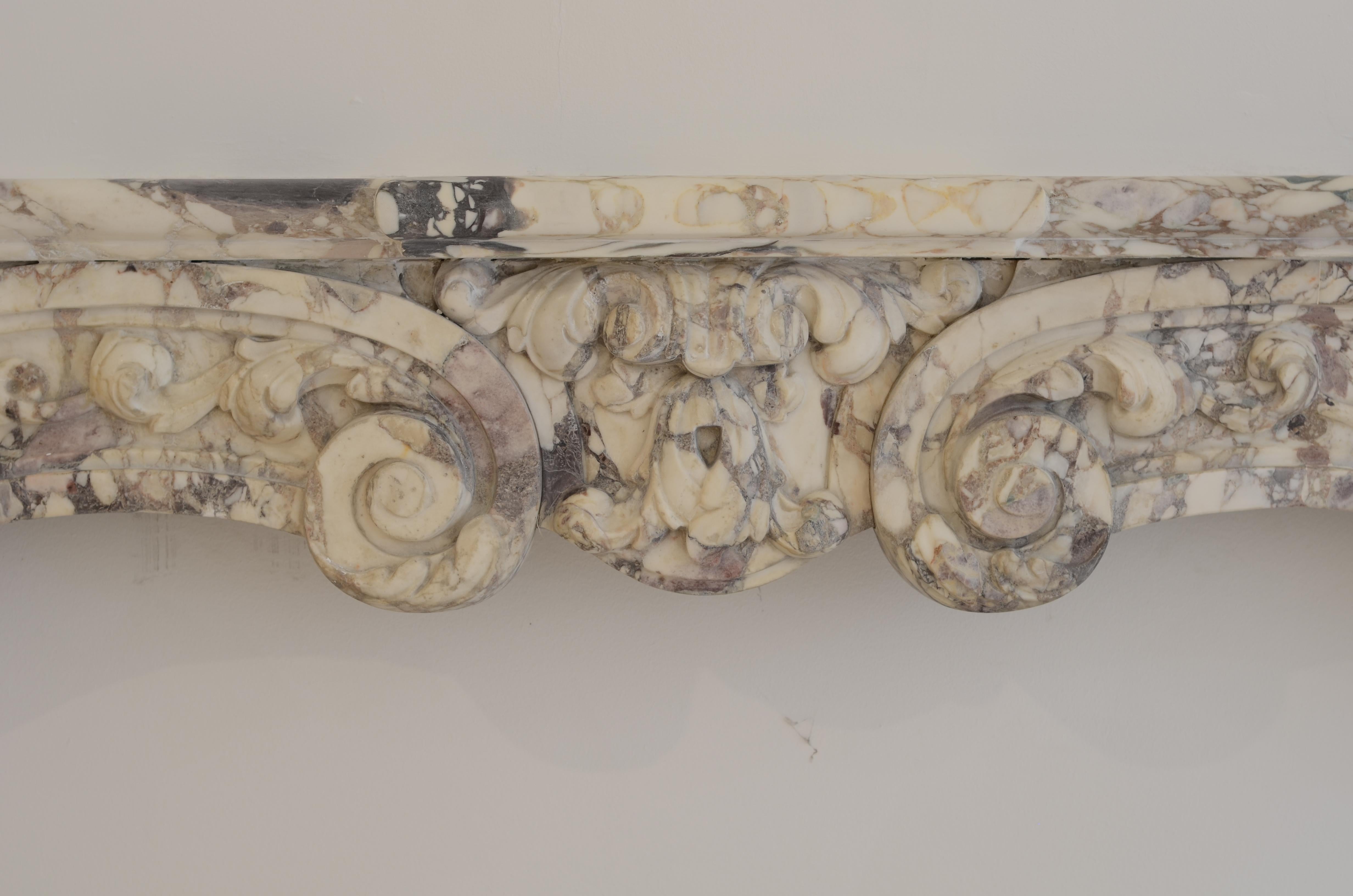 Antique Fireplace Mantel in Breche Violet Marble 4