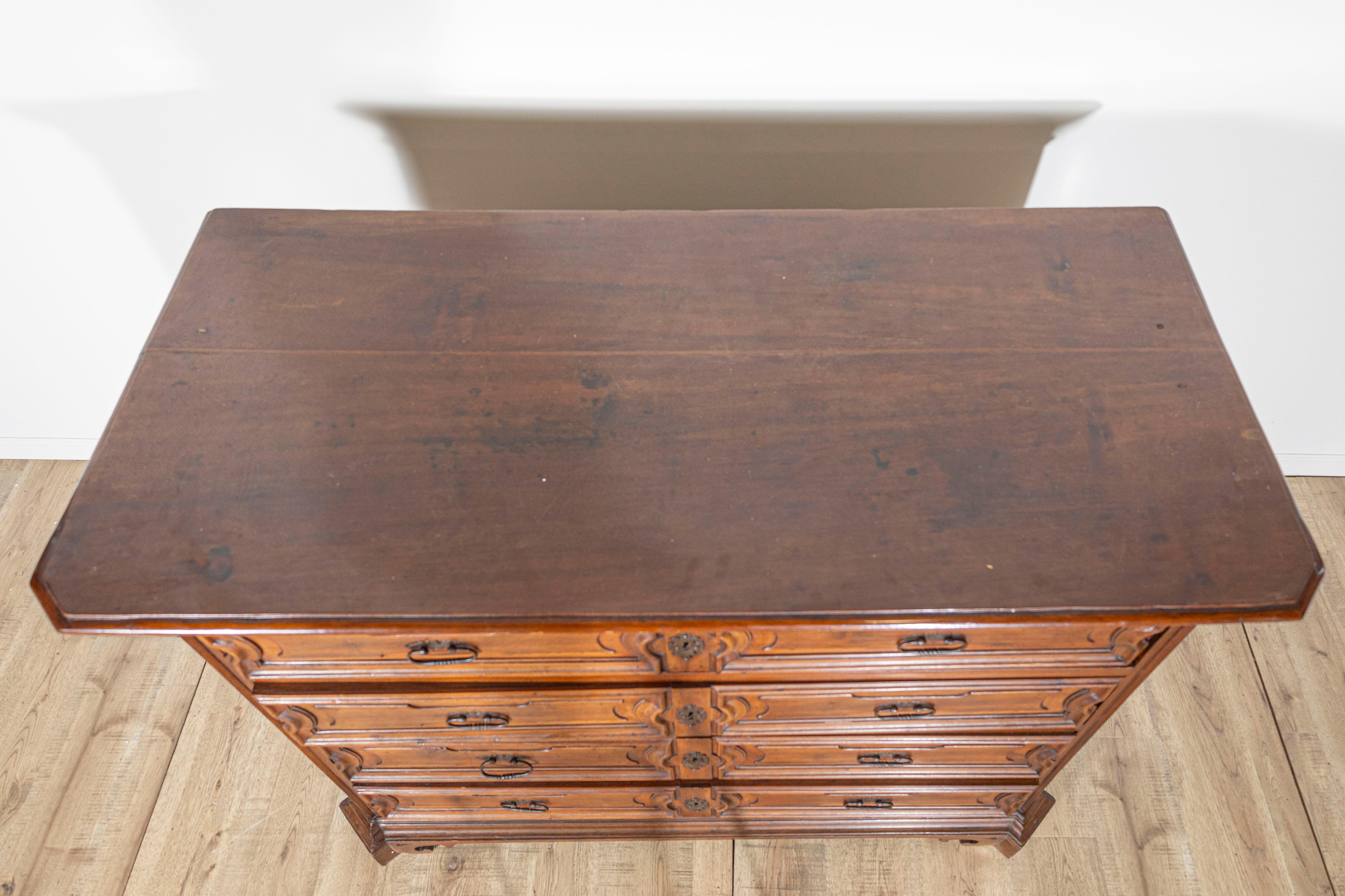 Italian Late 17th Century, Lombard Louis XIV Walnut Canterano with Writing Cabinet For Sale