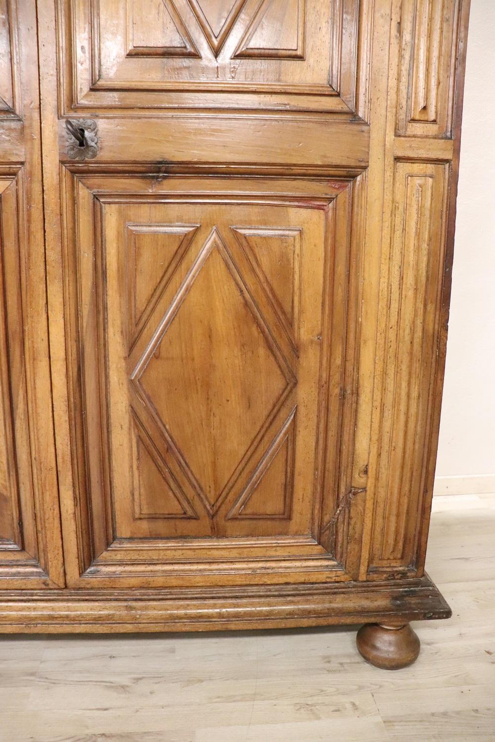 Late 17th Century Louis XIV Solid Walnut Antique Wardrobe or Armoire with Secret For Sale 5