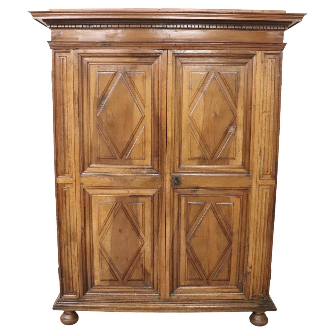 Late 17th Century Louis XIV Solid Walnut Antique Wardrobe or Armoire with Secret For Sale