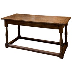 Late 17th Century Oak Refrectory Table on Turned Supports and Stretchers