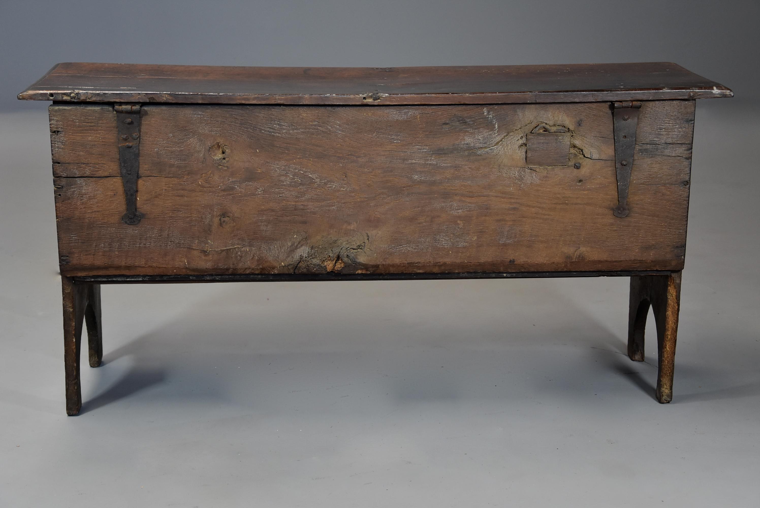 Late 17th Century Oak Six Plank Coffer with Excellent Patina Narrow Proportions 7