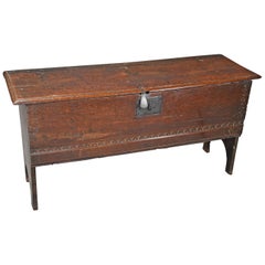 Late 17th Century Oak Six Plank Coffer with Excellent Patina Narrow Proportions