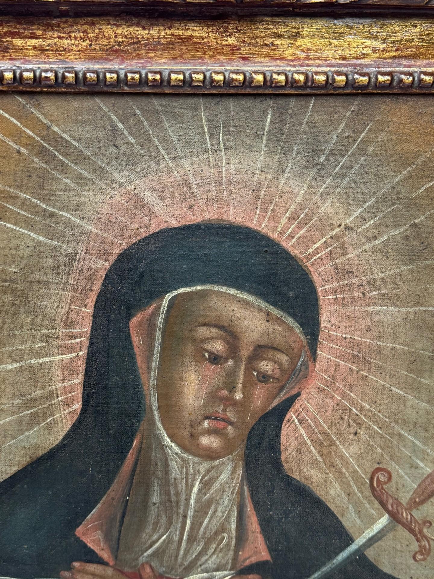 Late 17th Century Our Lady of Sorrows - Spanish Colonial oil on Canvas For Sale 2